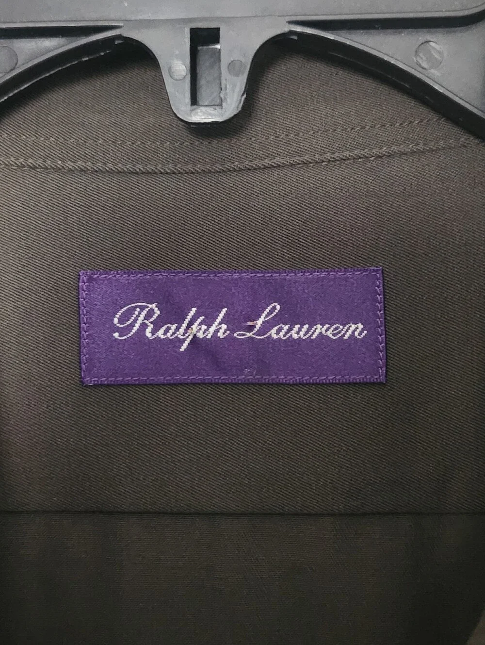 Ralph Lauren Purple Label Wool Shirt Dark Greenish Brown Made In Italy Size XL